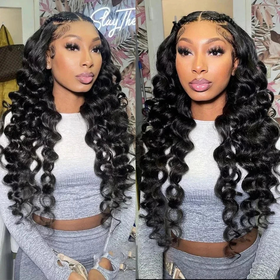 Loose Deep Wave Curly Human Hair Wig – 13×6 HD Transparent Lace Frontal & 13×4 Lace Front, Water Wave Texture