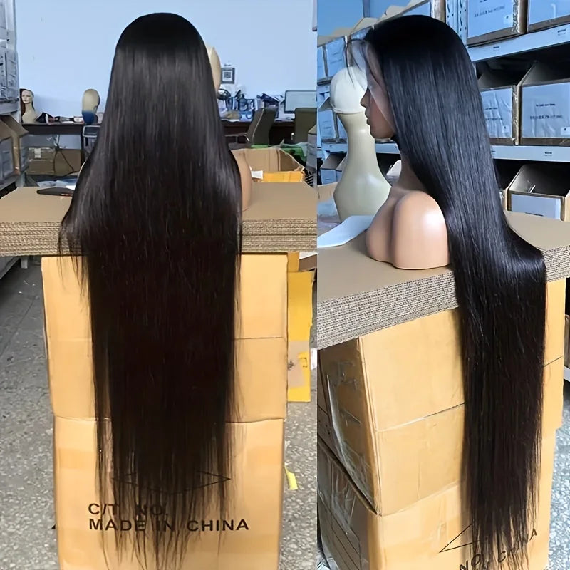 Bone Straight Brazilian Human Hair Wig – 200% Density, 13×6 HD Lace Frontal & 13×4 Lace Front, 30 / 40 Inch