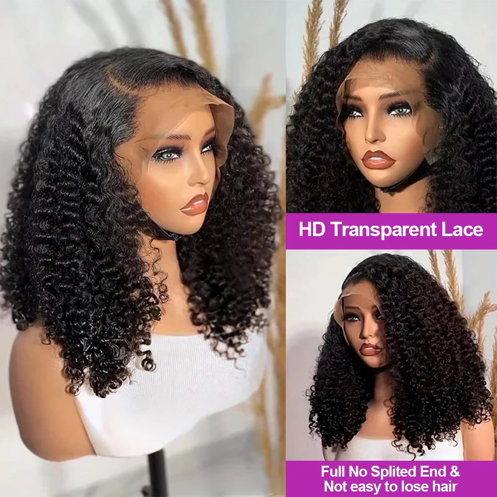 Short Bob Deep Water Wave Curly Human Hair Wig – Glueless 13×4 Lace Frontal & 13×6 HD Lace Frontal, Brazilian Hair