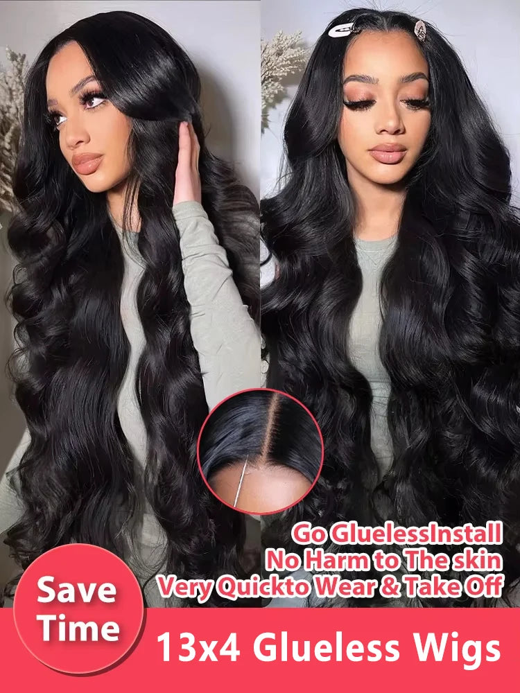 Wear & Go Glueless Body Wave Human Hair Wig – 13×6 & 13×4 HD Lace Frontal, 100% Vietnamese Hair, Pre-Plucked