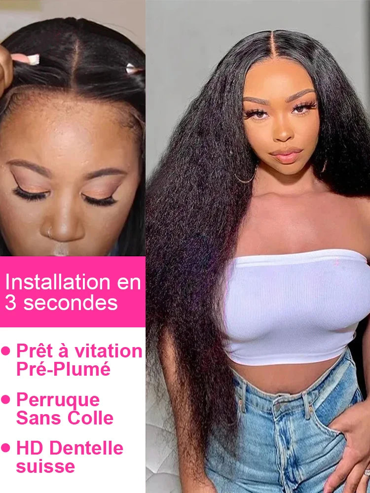 250% Density Kinky Straight Human Hair Wig – Wear and Go Glueless 7×5, Yaki Straight 13×6 Lace Frontal & 360 Full Lace