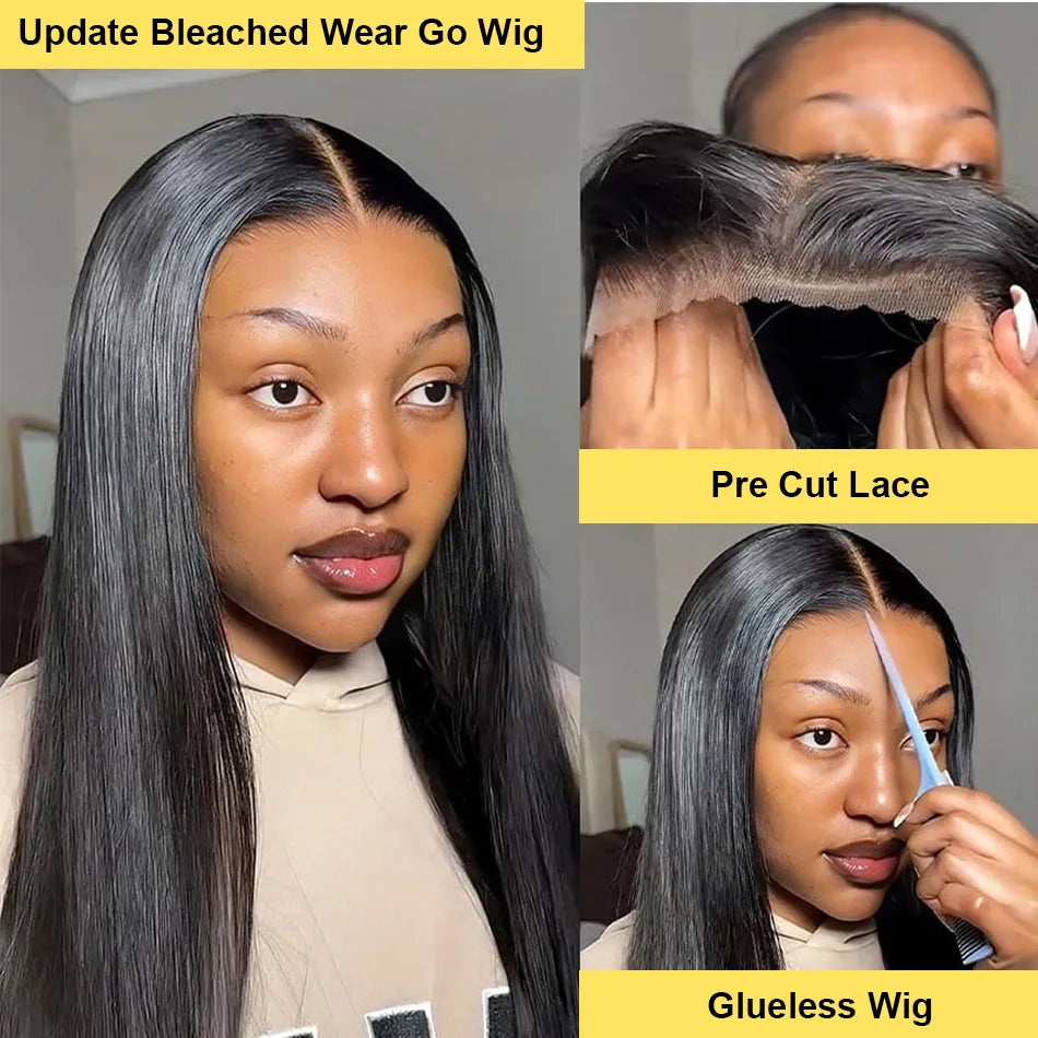 200% Density Bone Straight Human Hair Wig – 13×6 HD Transparent Lace Frontal, 5×5 Glueless Wear & Go Closure, 30 / 34 / 40 Inch
