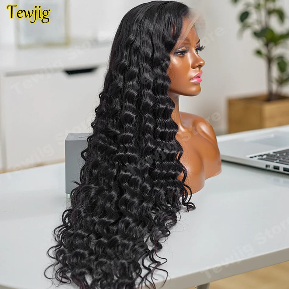 30–40 Inch Curly Loose Deep Wave Human Hair Wig – 13×4 & 13×6 HD Transparent Lace Frontal, 5×5 Wear and Go Glueless Closure
