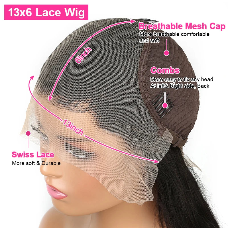 250% Density Kinky Straight Human Hair Wig – Wear and Go Glueless 7×5, Yaki Straight 13×6 Lace Frontal & 360 Full Lace