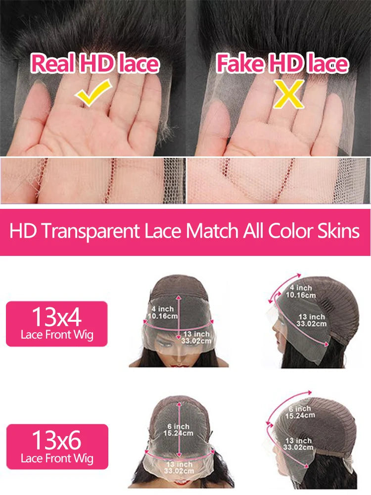 200% Density Body Wave Human Hair Wig – 13×4 HD Transparent Lace Front, Water Wave Texture, 5×5 Glueless Closure, Pre-Plucked