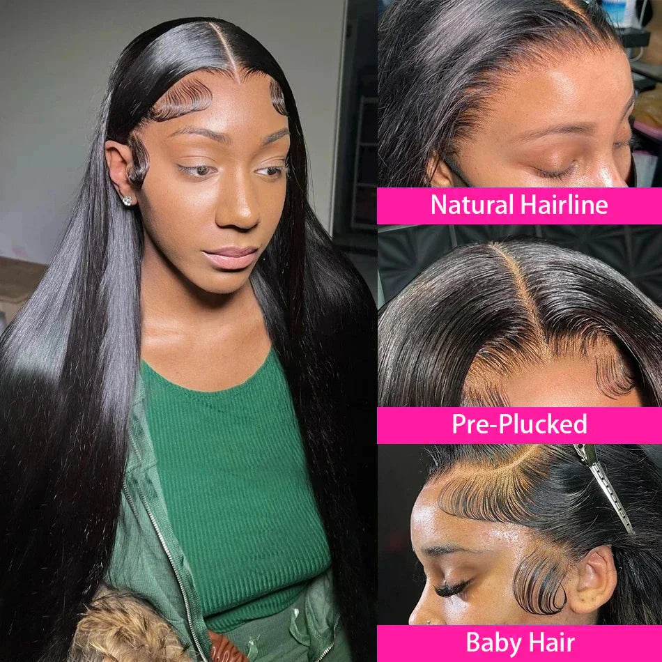 Wear & Go Glueless Bone Straight Human Hair Wig – 13×6 HD Lace Frontal & 13×4 Lace Front, 5×5 Glueless Closure, 30 & 40 Inch