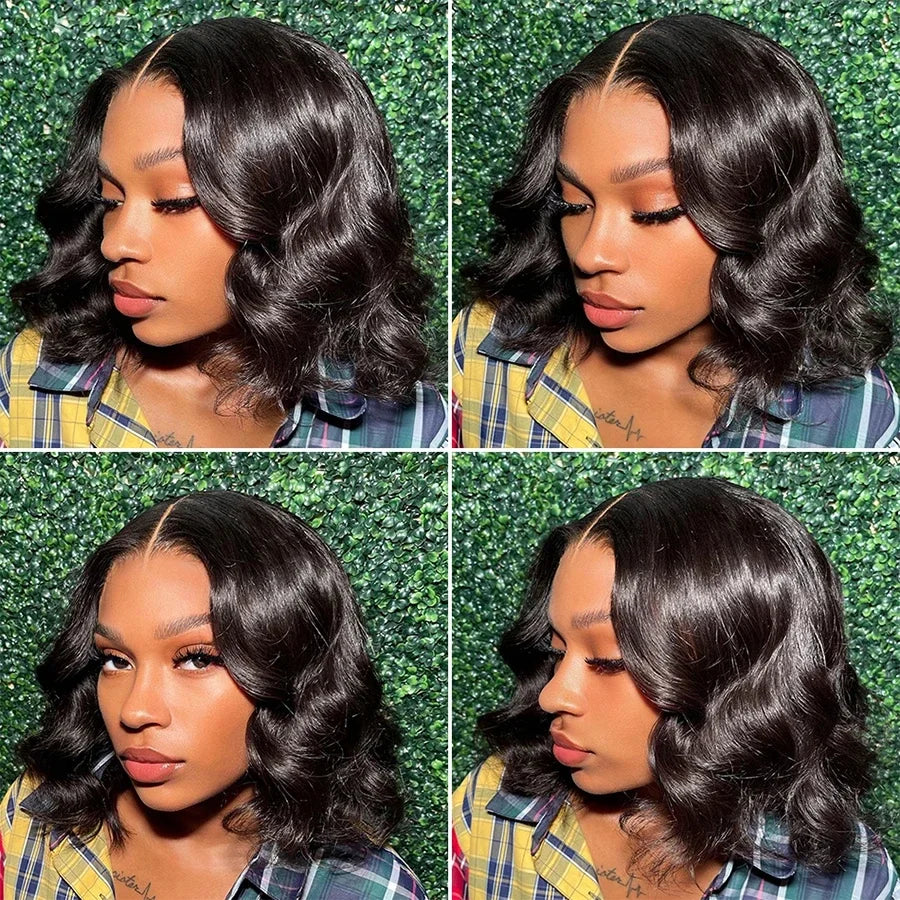 Glueless Body Wave Bob Human Hair Wig – Ready to Wear Pre Cut Lace Front 13×4 & 7×5, Brazilian Hair, Pre-Plucked