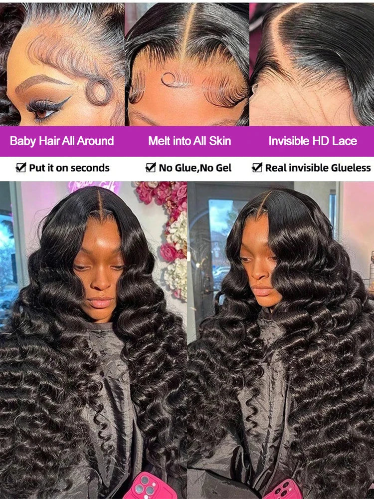 50 Inch Loose Deep Wave Curly Human Hair Wig – 13×6 HD Lace Frontal & 360 Full Lace, Glueless, Brazilian Hair, Pre-Plucked