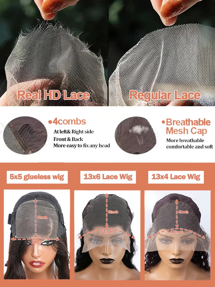 200% Density Bone Straight Human Hair Wig – 13×6 HD Lace Frontal & 13×4 Transparent Lace Front, 5×5 Glueless Ready to Wear, 30 / 36 / 40 Inch