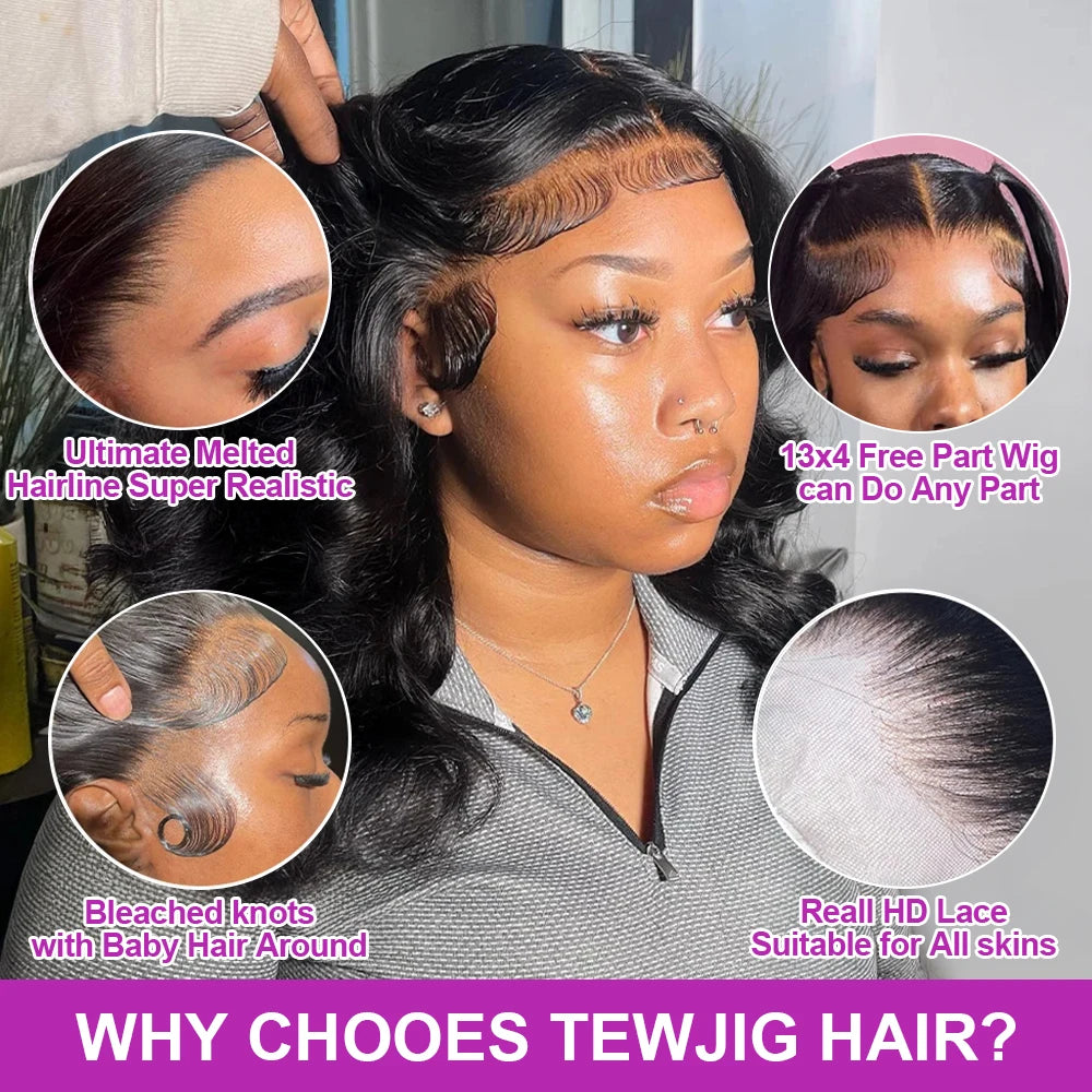 Short Bob Body Wave Human Hair Wig – 13×4 Lace Frontal, Glueless Ready to Go, Pre Cut, Brazilian Hair, Pre-Plucked