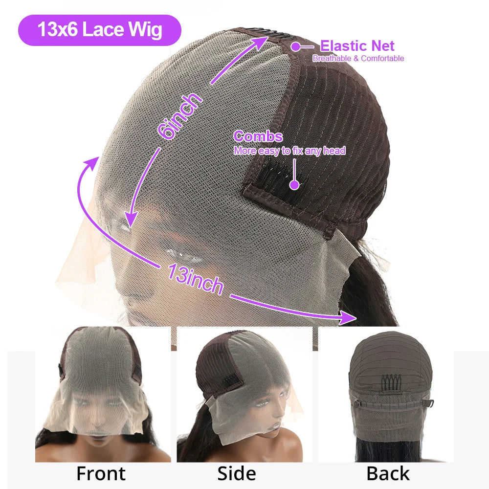 300% Density 50 Inch Deep Wave Human Hair Wig – 13×6 HD Lace Frontal, Loose Water Curly, 13×4 Lace Front & 7×5 Glueless Closure