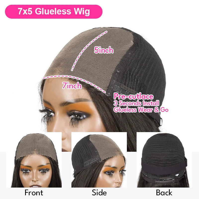 250% Density Kinky Straight Human Hair Wig – Wear and Go Glueless 7×5, Yaki Straight 13×6 Lace Frontal & 360 Full Lace