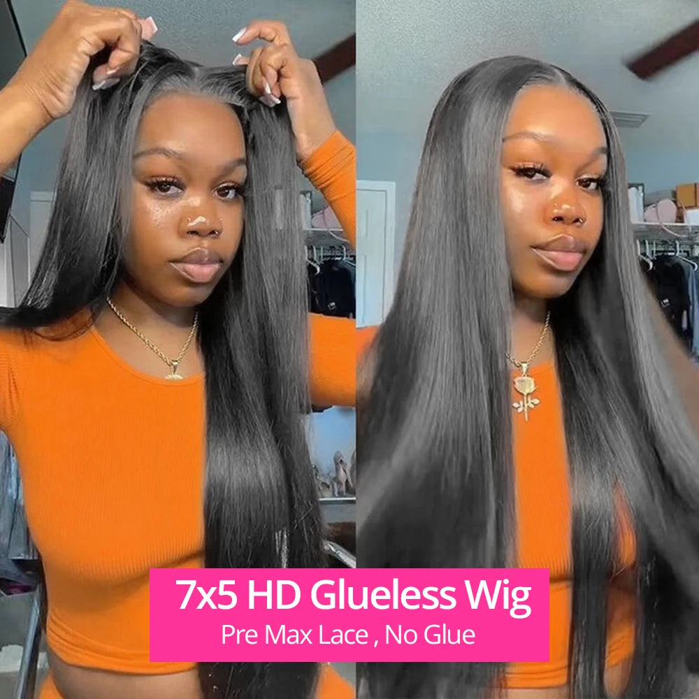 250% Density Wear & Go Glueless Bone Straight Human Hair Wig – Pre-Cut 13×6 & 13×4 HD Lace Frontal, Pre-Plucked, Soft & Natural