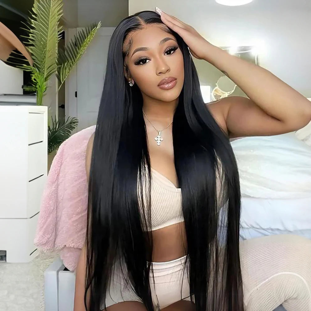 250% Density Bone Straight Brazilian Human Hair Wig – 13×6 HD Lace Frontal, 40 & 46 Inch, 100% Human Hair