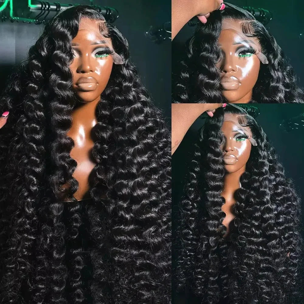 30–40 Inch Loose Wave Water Wave Curly Human Hair Wig – 100% Remy Hair, 13×6 HD Lace Frontal & 13×4 Lace Front