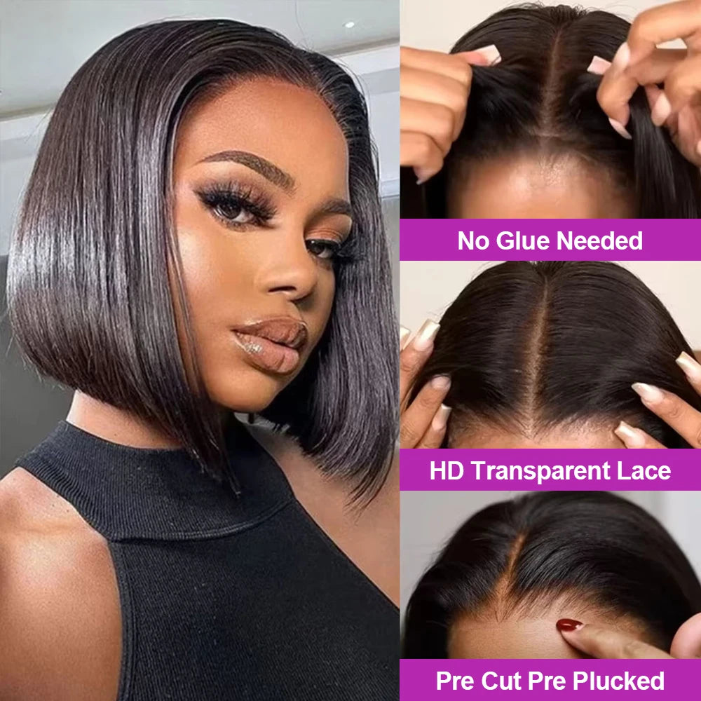 Short Bob Jerry Burmese Curly Human Hair Wig – 13×6 HD Lace Frontal, Glueless Wear and Go, 100% Human Hair
