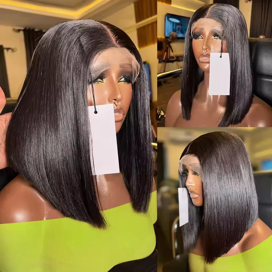 5x5 Closure Glueless 13x6 HD Bone Straight Lace Frontal Human Hair Brazilian  Short Bob Wig 13x4 Lace Front Bob Wigs