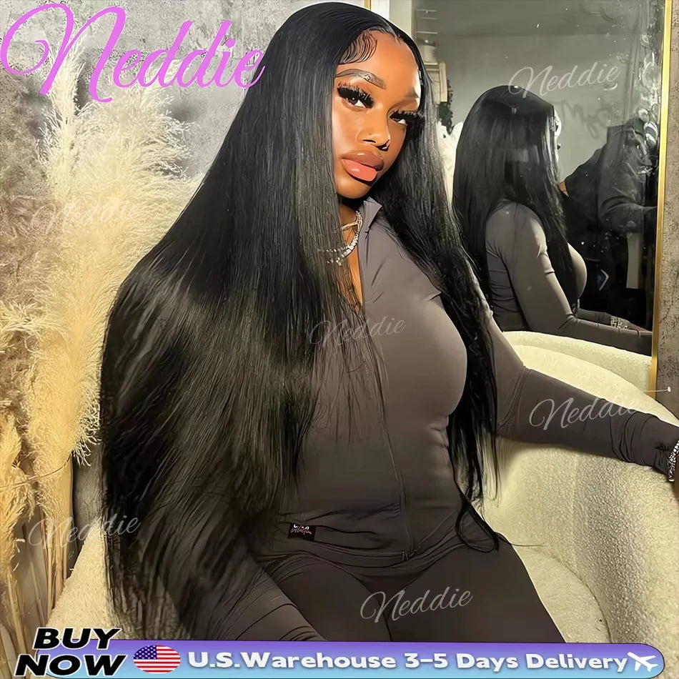 Glueless Bone Straight Brazilian Human Hair Wig – 13×6 & 13×4 HD Transparent Lace Frontal, 5×5 & 4×4 Wear & Go Closure