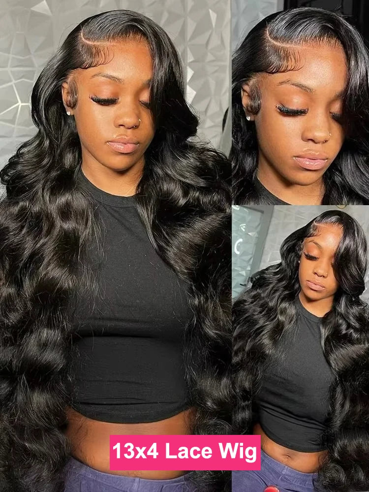 200% Density Body Wave Human Hair Wig – 13×4 HD Transparent Lace Front, Water Wave Texture, 5×5 Glueless Closure, Pre-Plucked