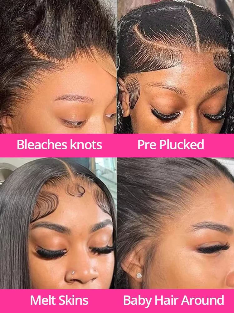 250% Density Wear & Go Glueless Bone Straight Human Hair Wig – Pre-Cut 13×6 & 13×4 HD Lace Frontal, Pre-Plucked, Soft & Natural