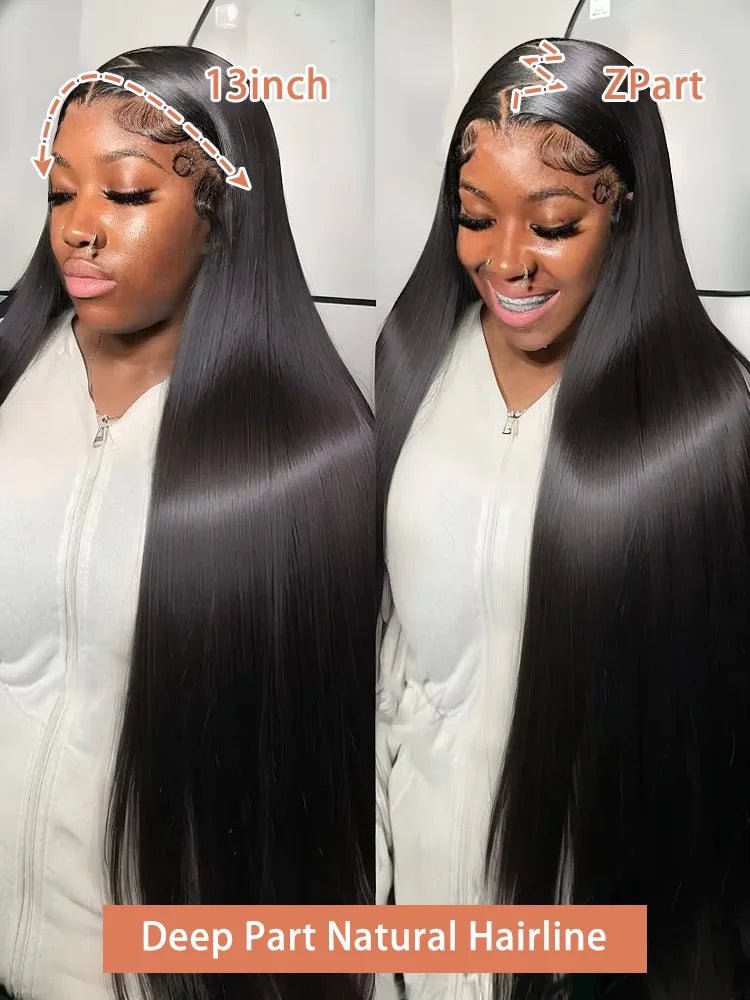 Wear and Go Glueless Bone Straight Human Hair Wig – 13×4 & 13×6 Lace Frontal, 5×5 HD Lace Closure (Pre-Cut), 30 & 40 Inch