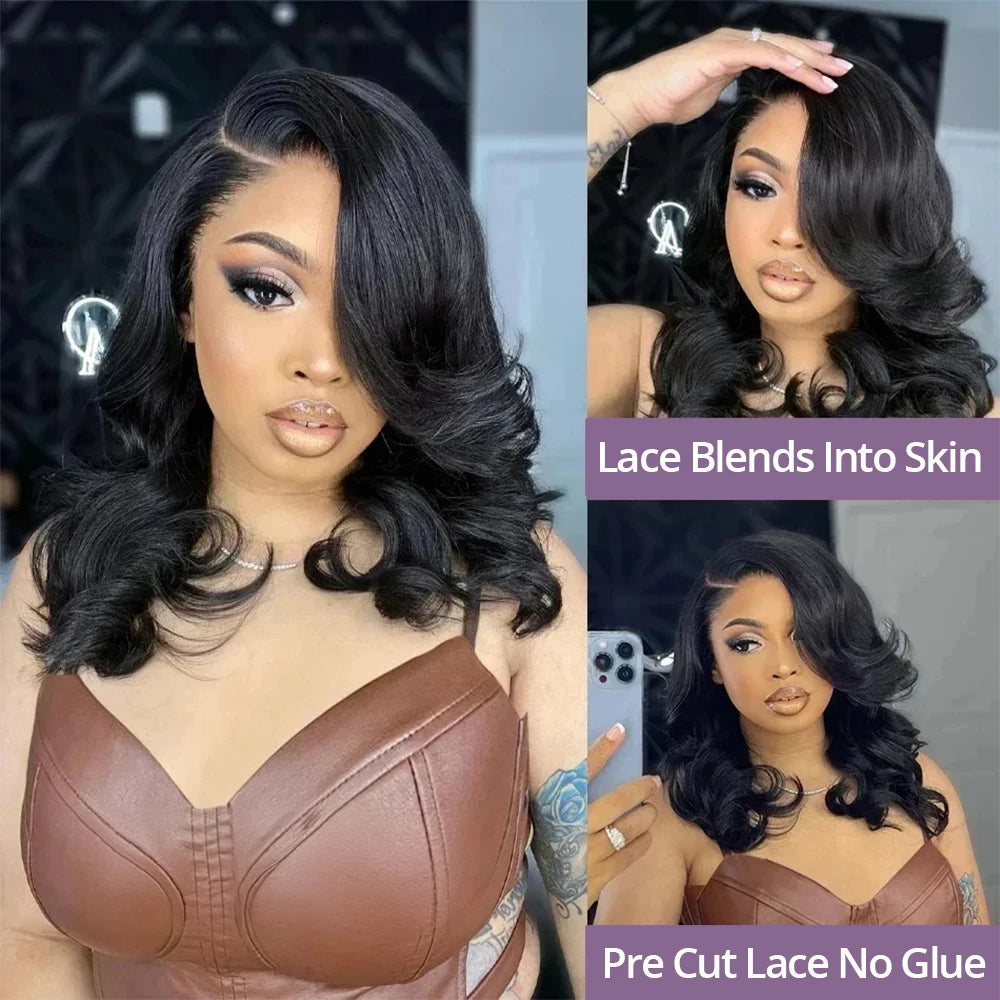 Glueless Body Wave Bob Human Hair Wig – Ready to Wear Pre Cut Lace Front 13×4 & 7×5, Brazilian Hair, Pre-Plucked