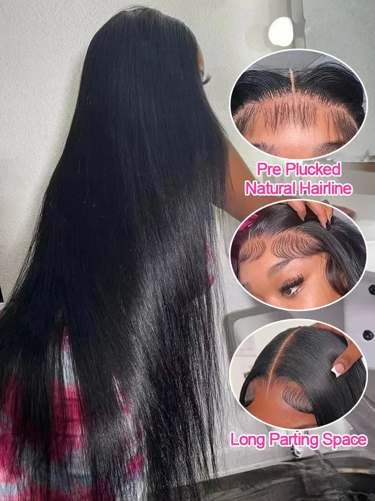 250% Density Wear & Go Glueless Bone Straight Human Hair Wig – Pre-Cut 13×6 & 13×4 HD Lace Frontal, Pre-Plucked, Soft & Natural