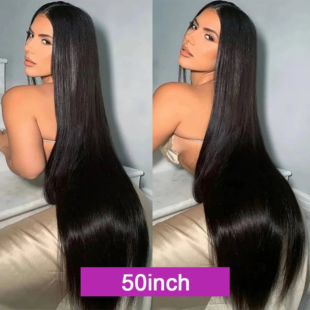 250% Density Bone Straight Brazilian Human Hair Wig – 13×6 HD Lace Frontal, 40 & 46 Inch, 100% Human Hair