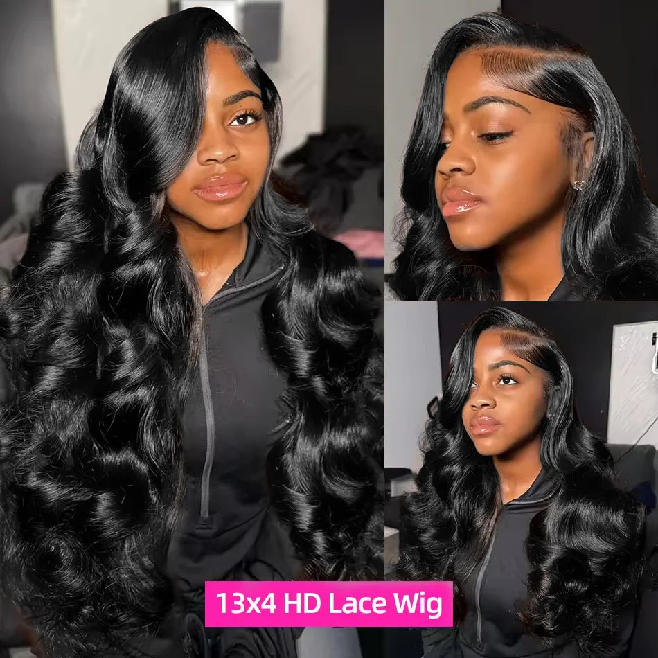30–40 Inch Water Wave Wet & Wavy Human Hair Wig – 200% Density, 13×6 HD Lace Frontal & 13×4 Lace Front, Body Wave Texture