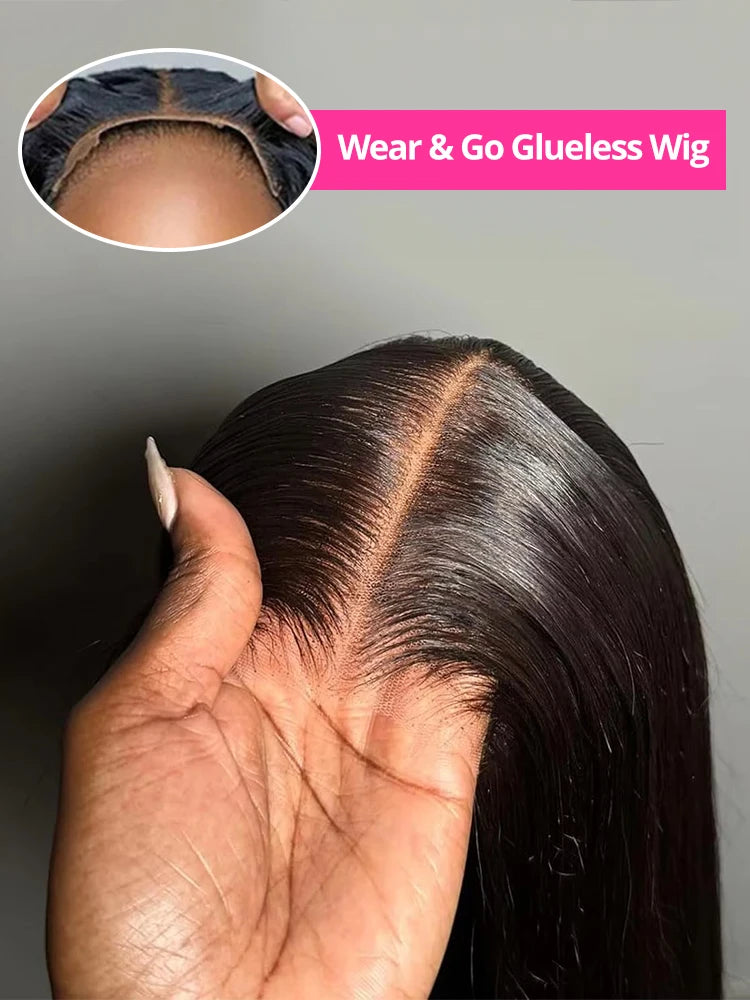250% Density Wear and Go Glueless Straight Human Hair Wig – Pre Cut HD Lace Frontal 7×5 & 13×4, Pre-Plucked