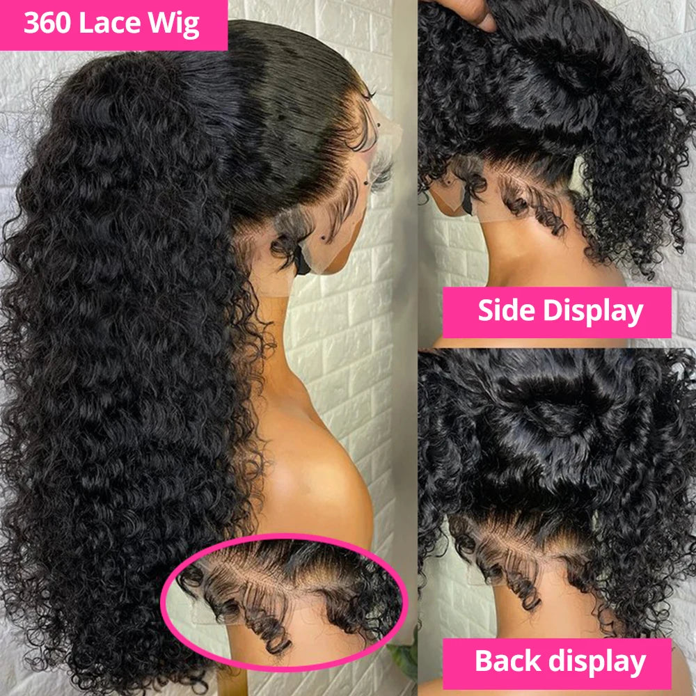 360 Full HD Lace Frontal Human Hair Wig – Water Wave Curly 13×4 & 13×6, Pre-Plucked Natural Hairline