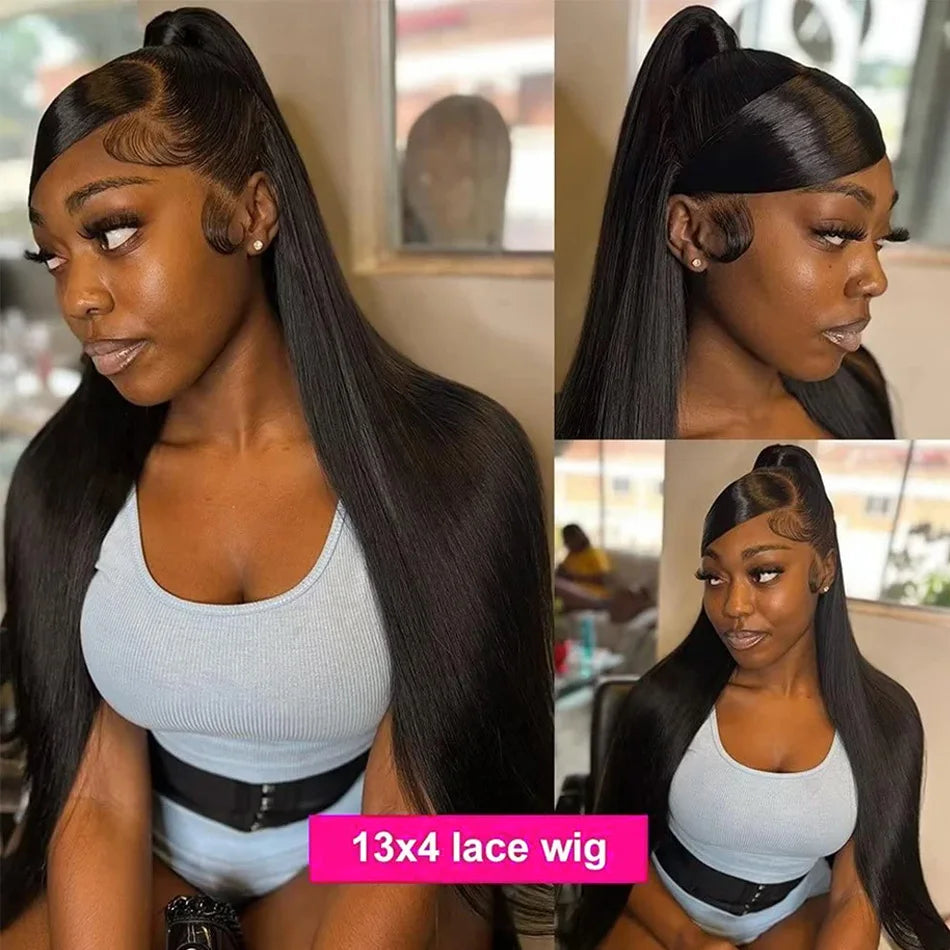 Wear & Go Glueless Bone Straight Human Hair Wig – 13×6 HD Lace Frontal & 13×4 Lace Front, 5×5 Glueless Closure, 30 & 40 Inch