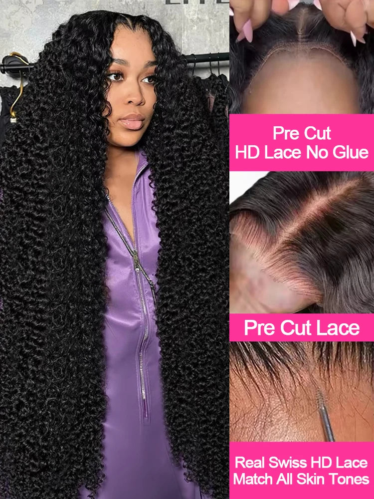 40 Inch Water Wave Curly Human Hair Wig – 250% Density, 13×6 & 13×4 HD Lace Frontal, Deep Wave Texture, 7×5 Glueless Wear & Go Closure