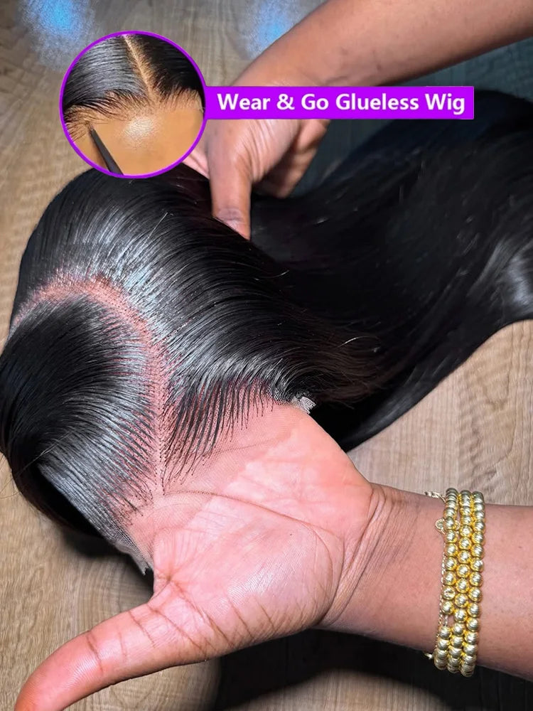 Wear & Go Glueless Bone Straight Human Hair Wig – 13×6 HD Lace Frontal & 13×4 Lace Front, 5×5 Glueless Closure, 30 & 40 Inch