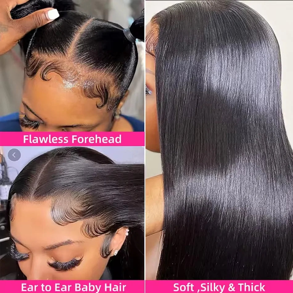 Wear & Go Glueless Bone Straight Human Hair Wig – 13×6 HD Lace Frontal & 13×4 Lace Front, 5×5 Glueless Closure, 30 & 40 Inch