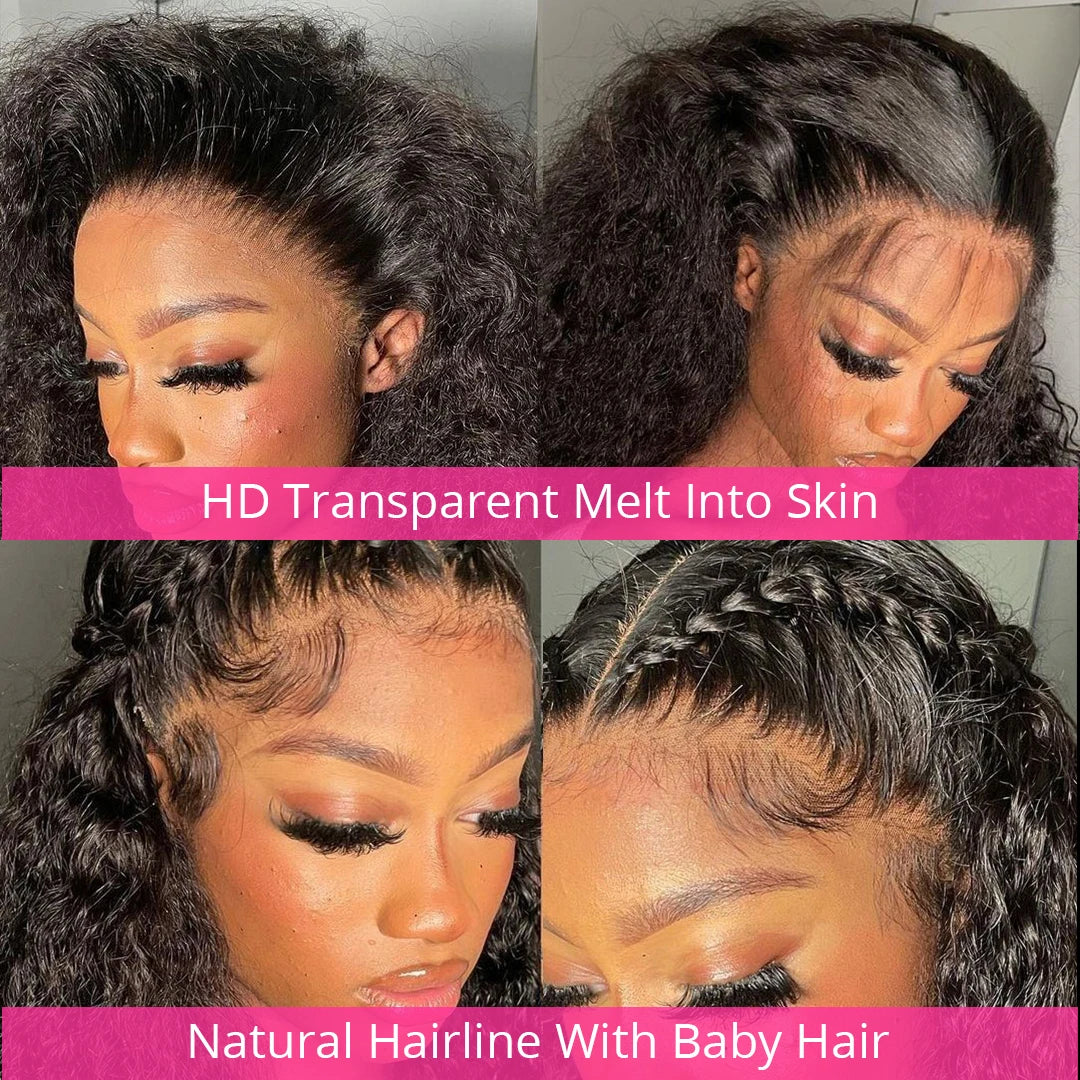 360 Full HD Lace Frontal Human Hair Wig – Water Wave Curly 13×4 & 13×6, Pre-Plucked Natural Hairline