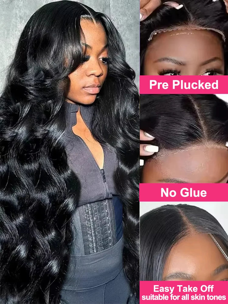 200% Density Body Wave Human Hair Wig – 13×4 HD Transparent Lace Front, Water Wave Texture, 5×5 Glueless Closure, Pre-Plucked