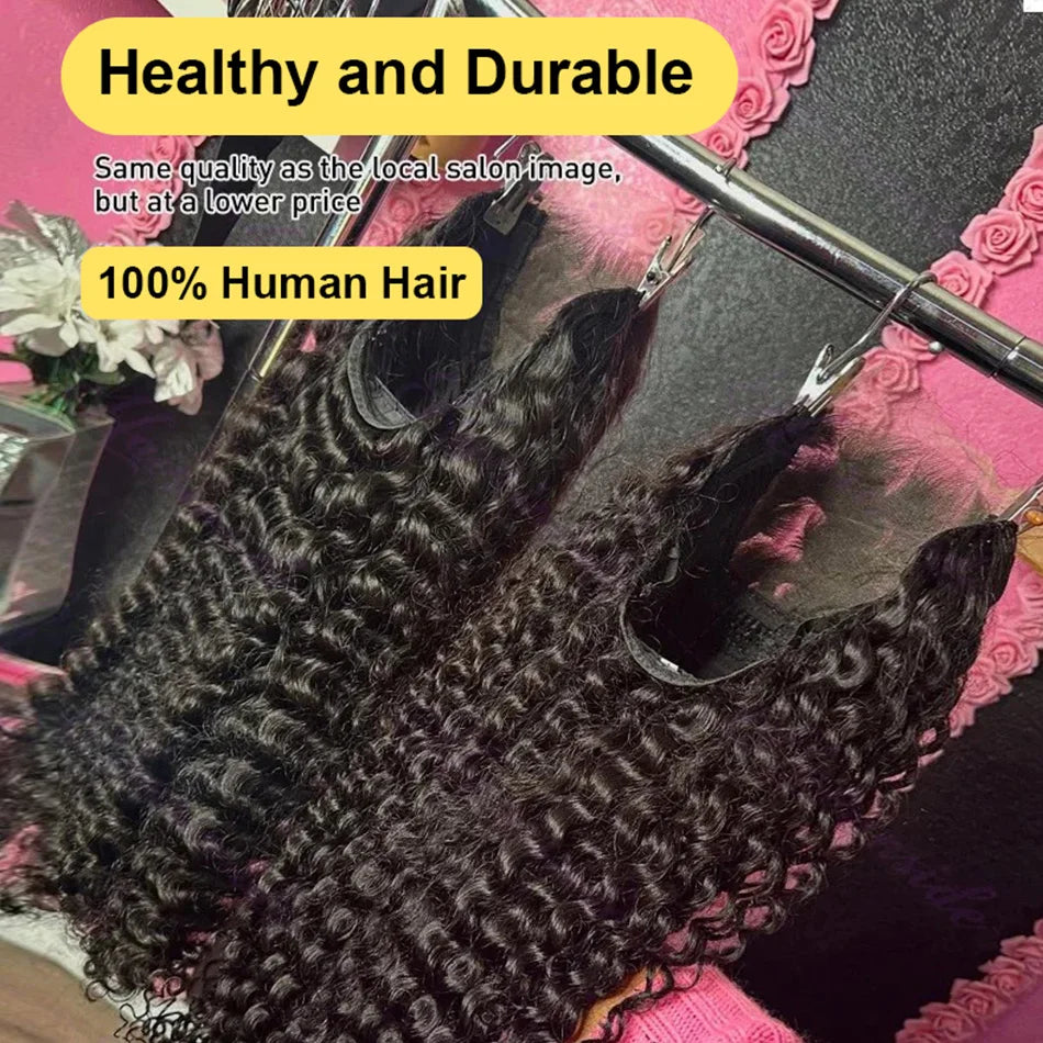 30–40 Inch Water Wave Curly Human Hair Wig – 13×6 HD Lace Frontal, Deep Wave Texture, 5×5 & 4×4 Glueless Closure, Brazilian Hair