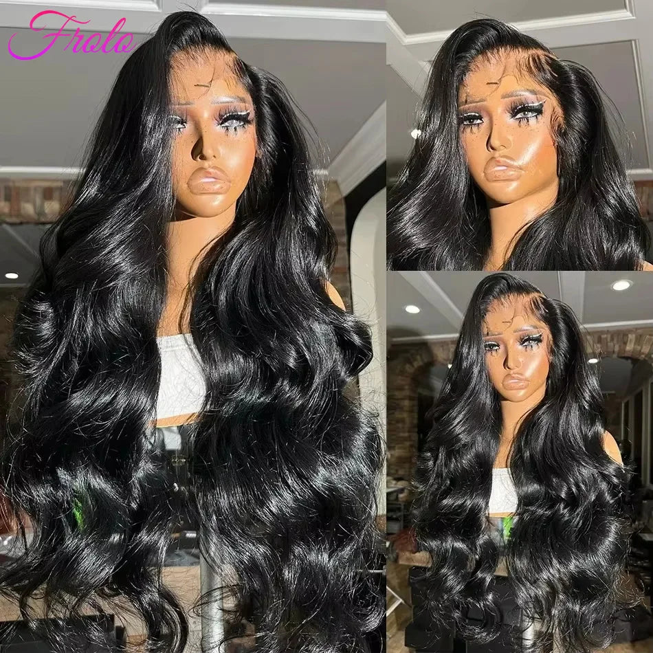 13×6 HD Lace Front Body Wave Human Hair Wig – 180% Density, Glueless, Pre-Plucked Natural Black