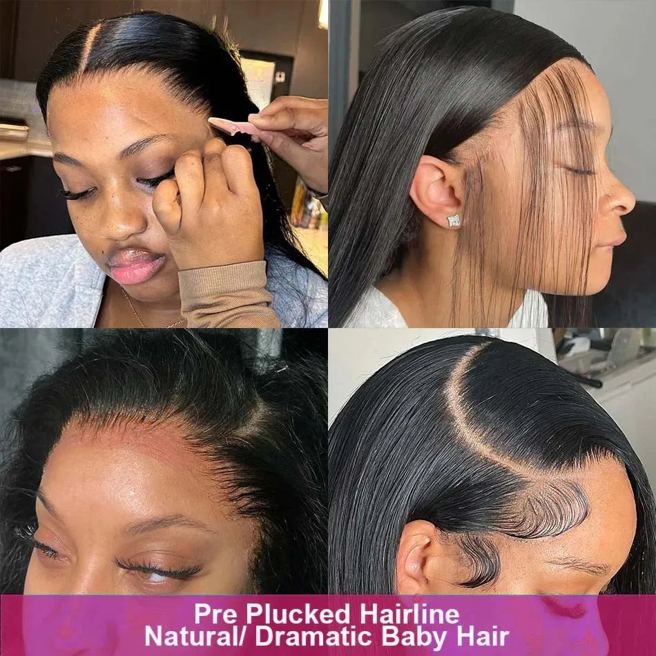 200% Density Bone Straight Human Hair Wig – 13×6 HD Lace Frontal & 13×4 Transparent Lace Front, Pre-Plucked, 30 & 40 Inch