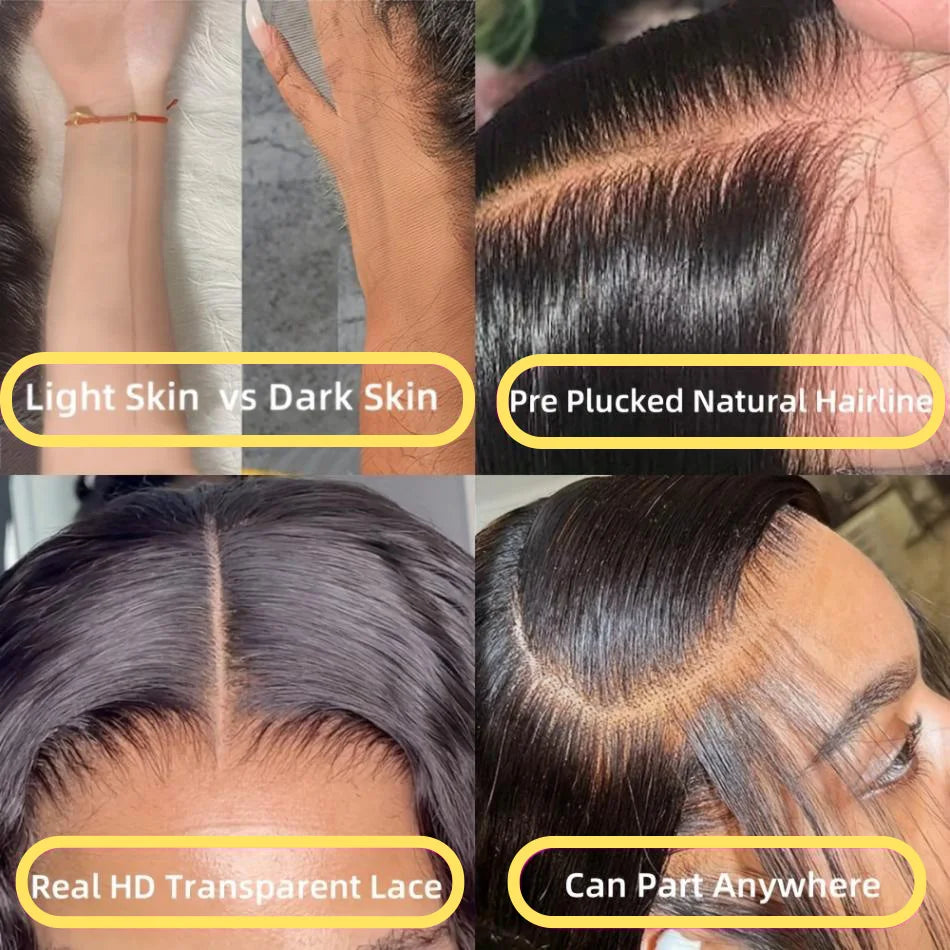 200% Density Bone Straight Human Hair Wig – 13×6 HD Transparent Lace Frontal, 5×5 Glueless Wear & Go Closure, 30 / 34 / 40 Inch