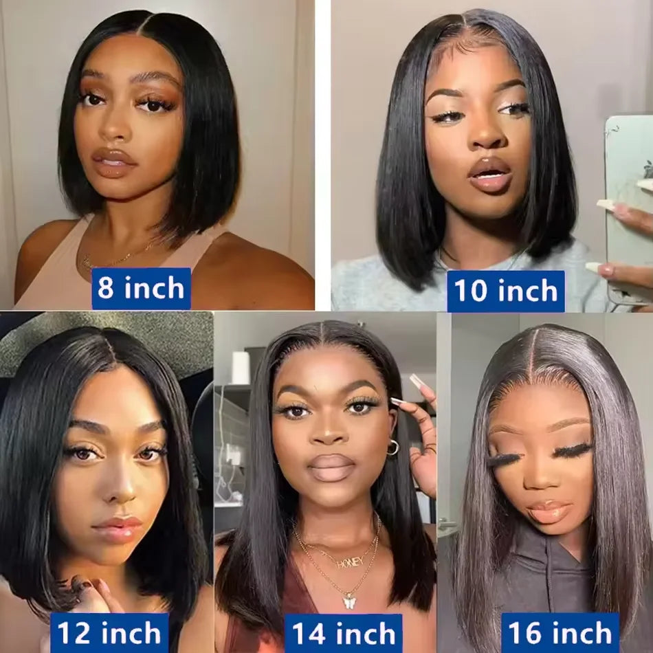 5x5 Closure Glueless 13x6 HD Bone Straight Lace Frontal Human Hair Brazilian  Short Bob Wig 13x4 Lace Front Bob Wigs
