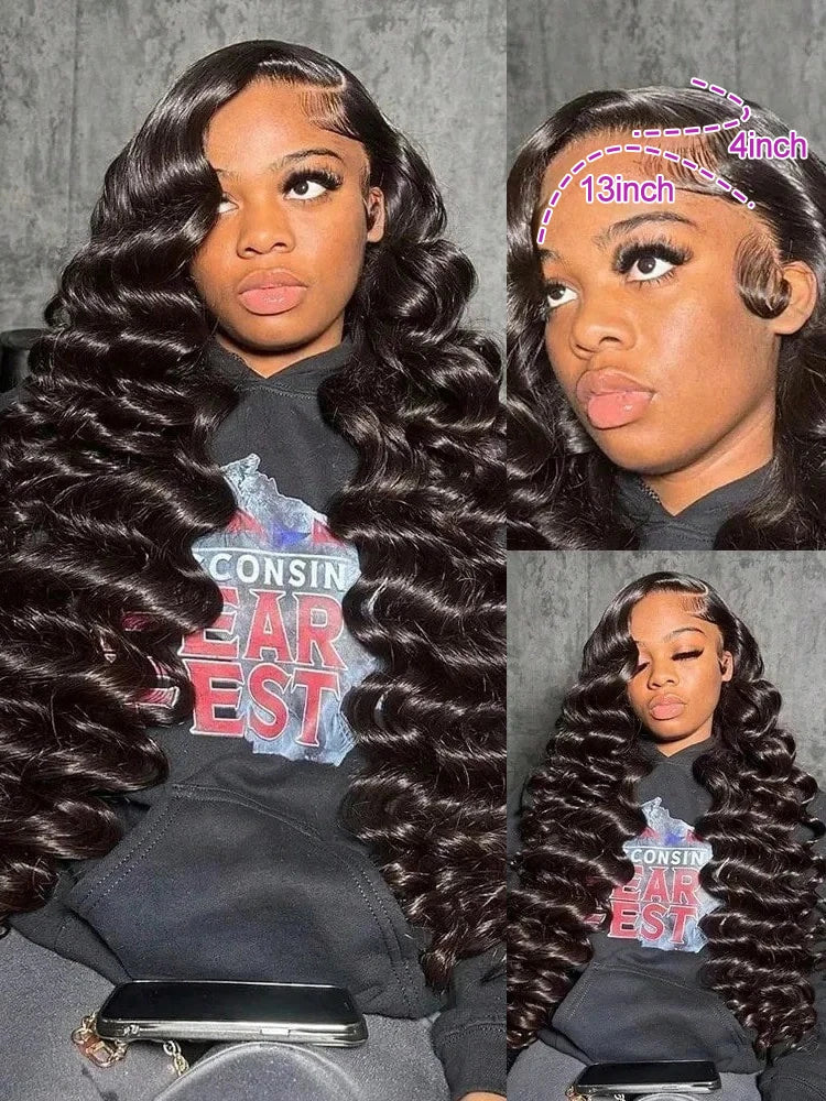 50 Inch Loose Deep Wave Curly Human Hair Wig – 13×6 HD Lace Frontal, 13×4 Lace Front, 7×5 Glueless Closure & 360 Full Lace, Brazilian Hair