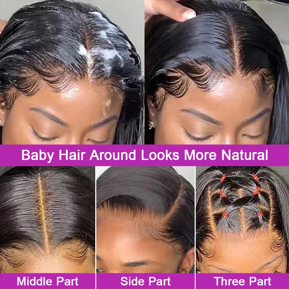 250% Density Bone Straight Brazilian Human Hair Wig – 13×6 HD Lace Frontal, 40 & 46 Inch, 100% Human Hair