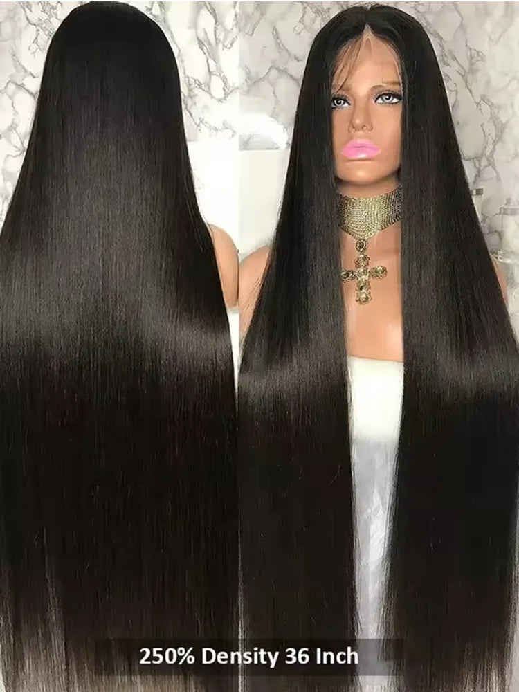 Bone Straight Glueless 5x5 Closure 30 40 Inch 13x6 HD Lace Frontal Human Hair Wig 13x4 Transparent Lace Front Wig Preplucked